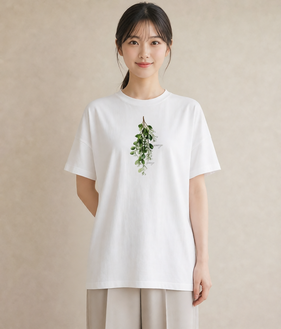 プリントTシャツ レディース すずらん 花 花柄 イラスト 可愛い ルームウェア ギフト 白T