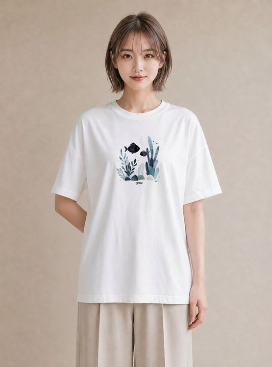 Tシャツ レディース 出目金 ペット 動物 イラスト 個性的 週末コーデ 敬老の日 白T YMAZO