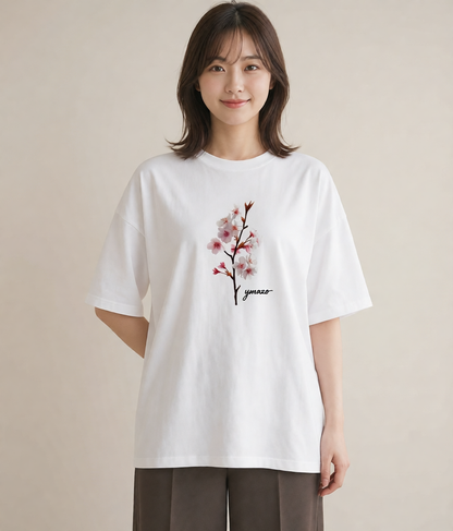 プリントTシャツ レディース さくら 桜 サクラ 花 花柄 イラスト 春服 ミセス 白T