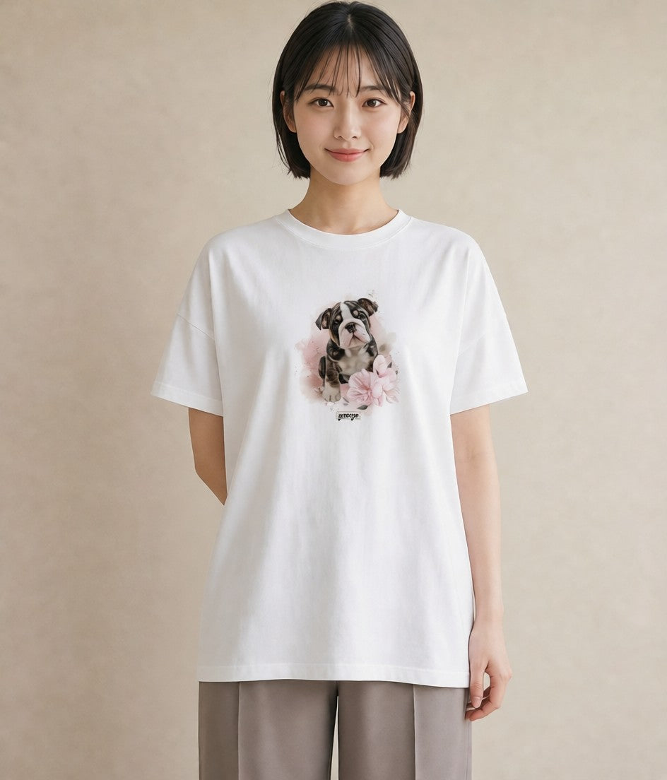半袖Tシャツ レディース フレンチブルドッグ フレブル 犬 いぬ イラスト ラフカジュアル 春コーデ 姉妹 白T YMAZO
