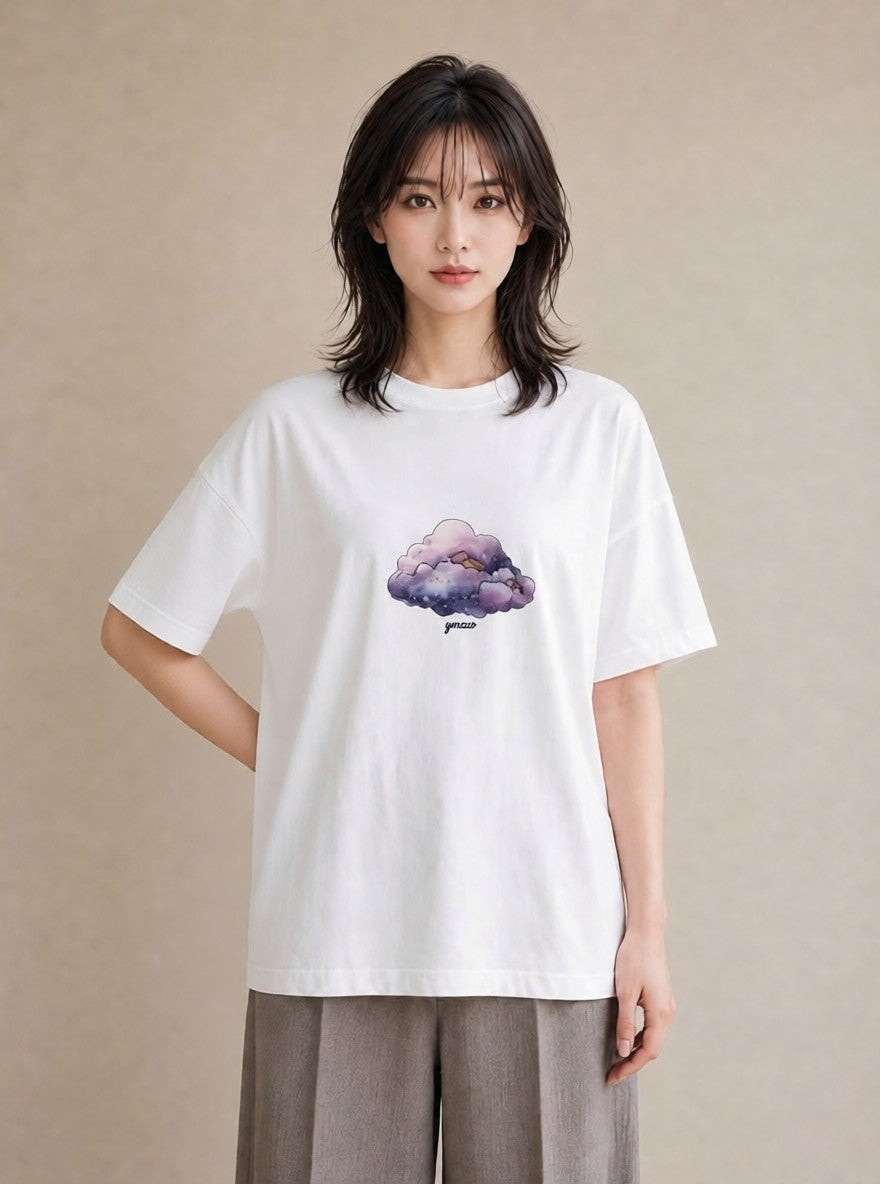 デザインTシャツ レディース オーロラ 星空 宇宙 イラスト 旅行コーデ おしゃれギフト 社会人 白T YMAZO