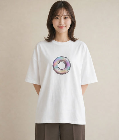 グラフィックTシャツ レディース ベーグル 食べ物 フード イラスト ラフ 帰省 白T YMAZO