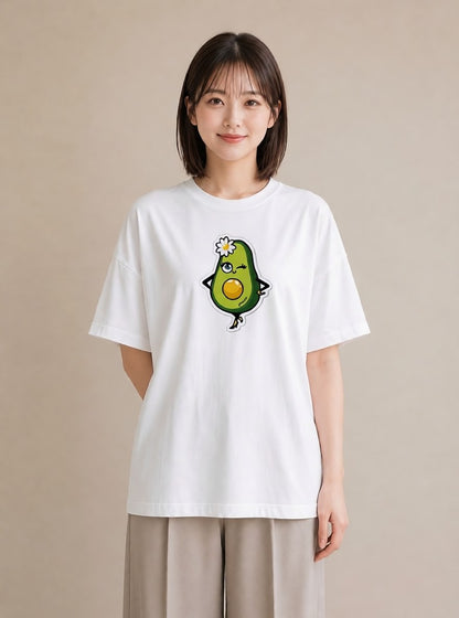 グラフィックTシャツ レディース アボカド 食べ物 フード イラスト シンプル 海 カフェ巡り 白T YMAZO