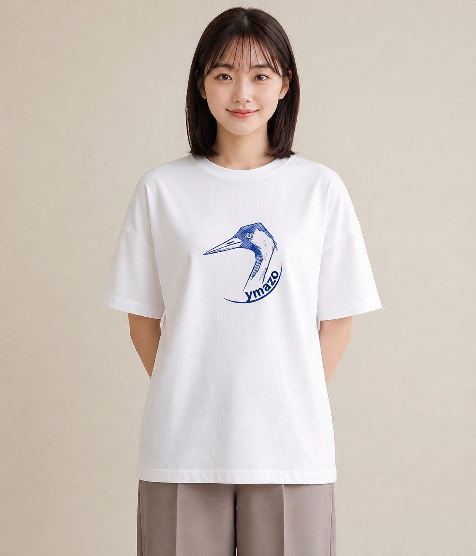 半袖Tシャツ レディース 折り鶴 折り紙 ナチュラル アンティーク イラスト ラフカジュアル 友達ギフト 部屋着 白T YMAZO