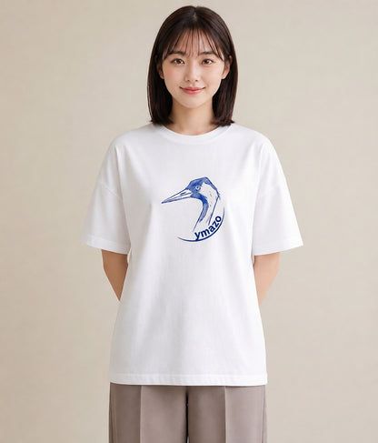半袖Tシャツ レディース 折り鶴 折り紙 ナチュラル アンティーク イラスト ラフカジュアル 友達ギフト 部屋着 白T YMAZO