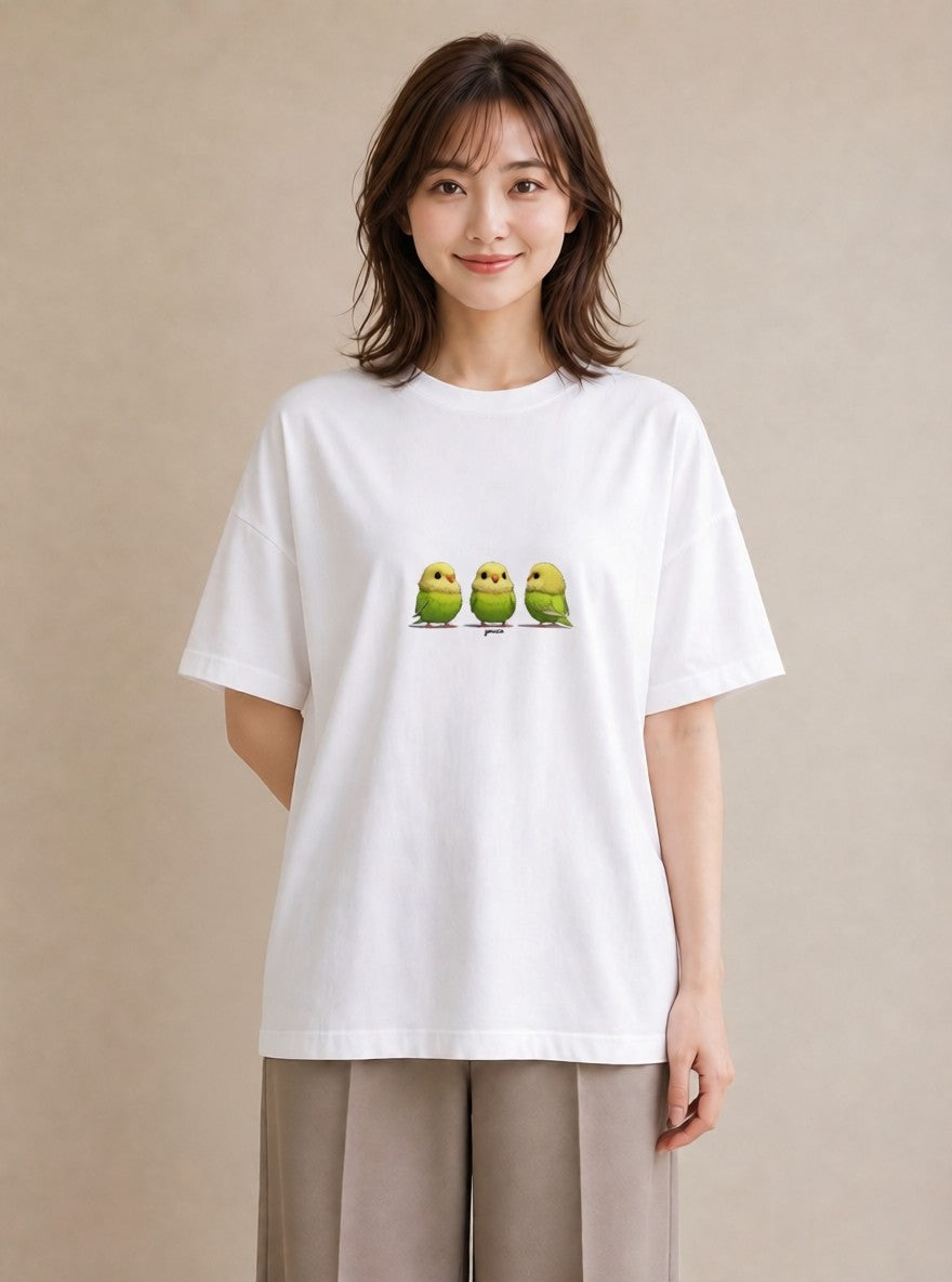 Tシャツ レディース セキセイインコ ペット 動物 イラスト お洒落 20代 カジュアルコーデ 白T YMAZO