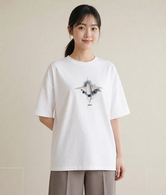 グラフィックTシャツ レディース ロケット 星空 宇宙 イラスト 線画 ラフ レイヤード 白T YMAZO