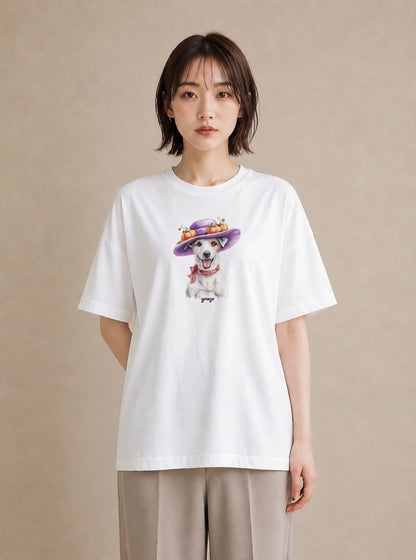 半袖Tシャツ レディース ジャックラッセルテリア 犬 いぬ イラスト カジュアル 女性向けギフト 散歩 白T YMAZO