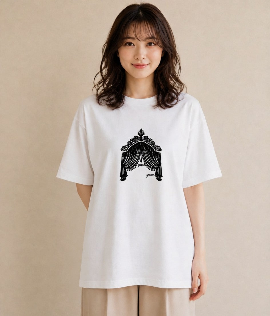 半袖Tシャツ レディース 手鏡 アンティーク レトロ ナチュラル イラスト 旅行コーデ 自分用 ルームウェア 白T YMAZO