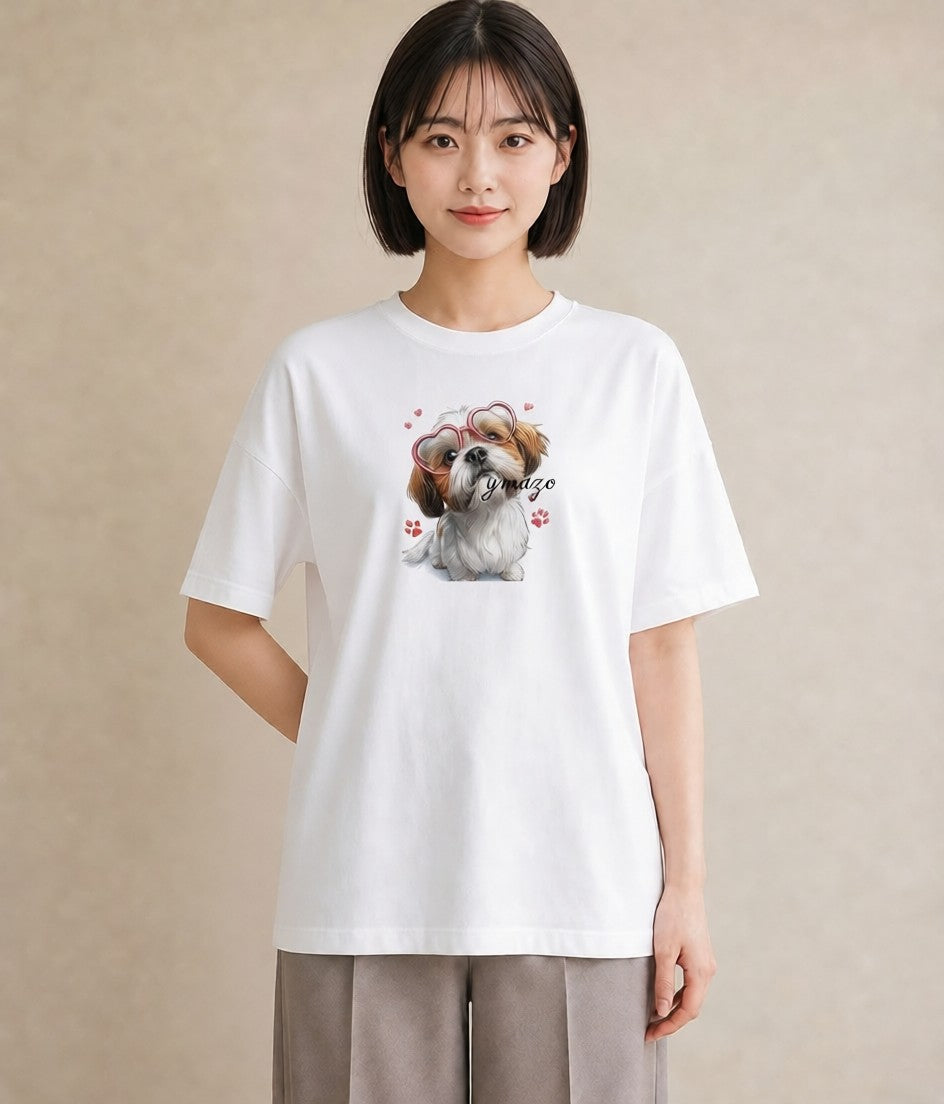 Tシャツ レディース ペキニーズ 犬 いぬ イラスト シンプル ルームウェア ギフト 白T YMAZO