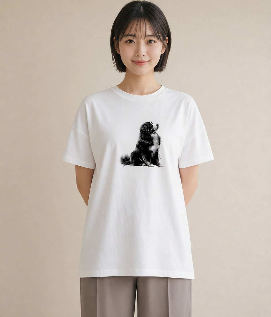 デザインTシャツ レディース バーニーズマウンテンドッグ 犬 いぬ イラスト 旅行コーデ おしゃれギフト 社会人 白T YMAZO