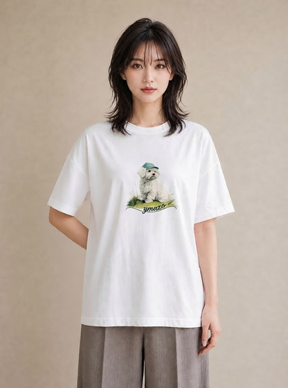 プリントTシャツ レディース ビションフリーゼ 犬 いぬ イラスト 可愛い 姉妹 送別ギフト 白T YMAZO