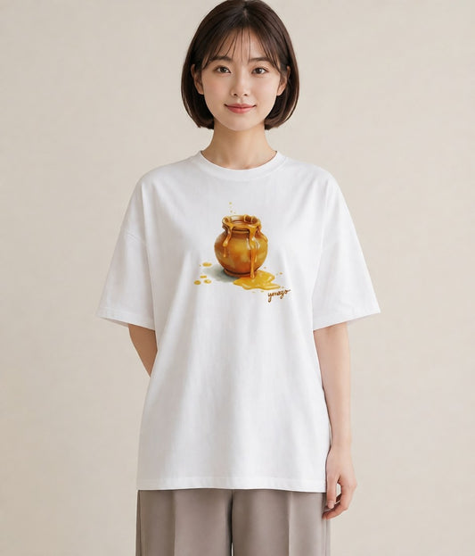 半袖Tシャツ レディース ハニー 食べ物 フード イラスト シック ビーチ デイリーウェア 白T YMAZO