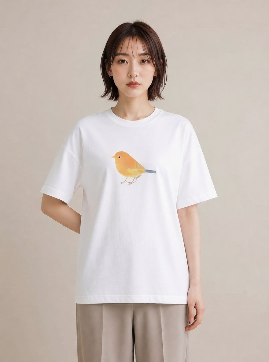 プリントTシャツ レディース ことり ペット 動物 イラスト ラフ レイヤード 友達ギフト 白T YMAZO