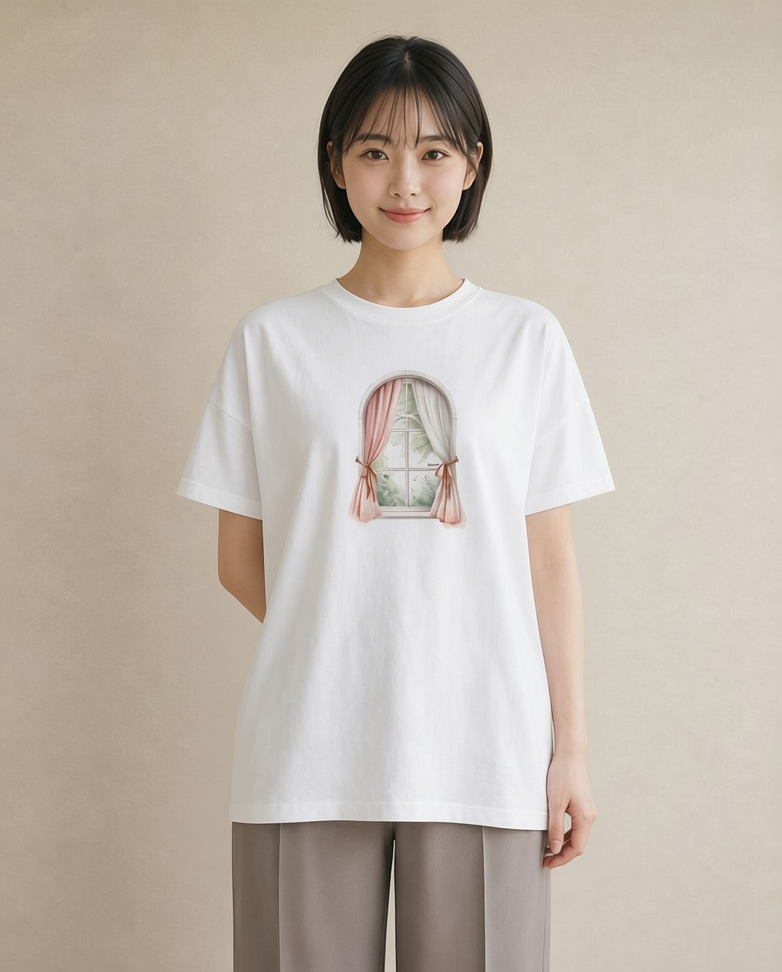 グラフィックTシャツ レディース 灯りの家 小屋 夜 ナチュラル アンティーク イラスト 上品 クリスマス 旅行 白T YMAZO
