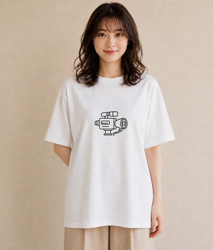 グラフィックTシャツ レディース カメラ フィルムカメラ レトロカメラ イラスト ユニーク デート 帰省 白T YMAZO
