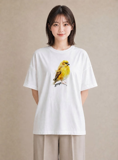 半袖Tシャツ レディース シマエナガ しまえなが 動物 アニマル イラスト カジュアル 通勤 在宅 白T YMAZO