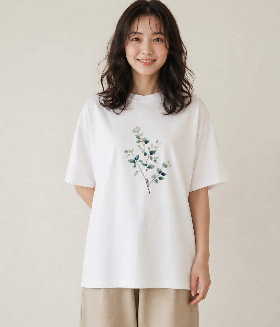 グラフィックTシャツ レディース ボタニカル 植物 イラスト ビーチ デイリーウェア 白T YMAZO