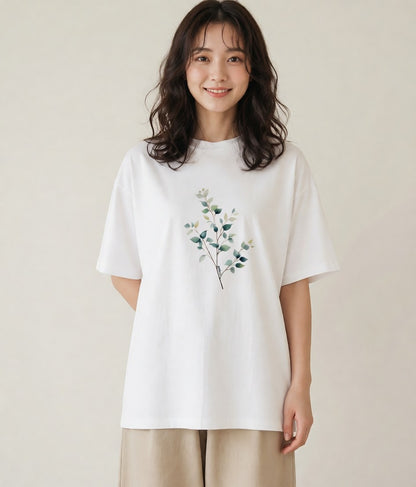 グラフィックTシャツ レディース ボタニカル 植物 イラスト ビーチ デイリーウェア 白T YMAZO