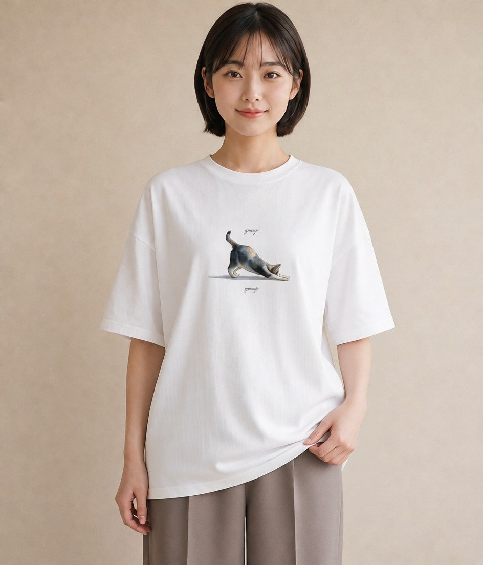 グラフィックTシャツ レディース スフィンクス 猫 ねこ イラスト 北欧風 お揃い 親子 白T YMAZO