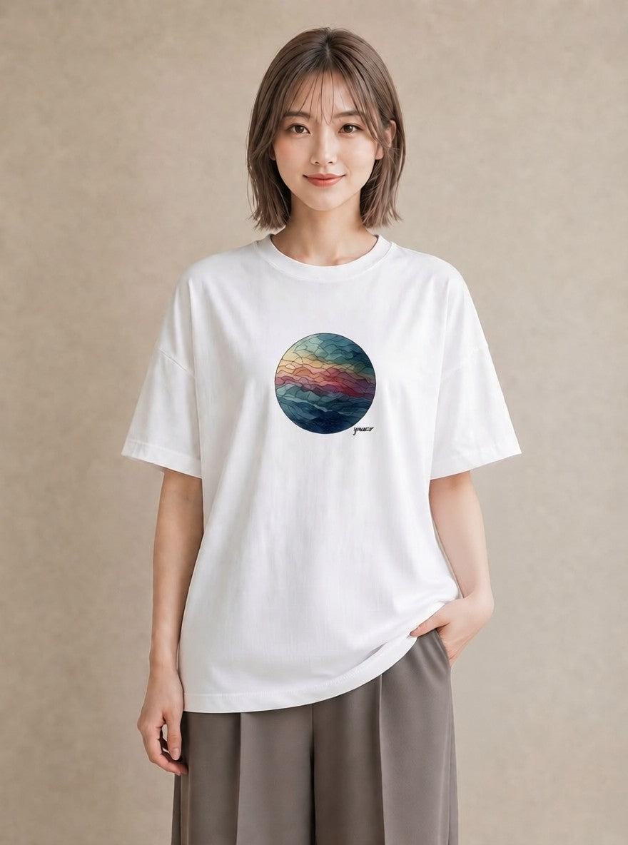 半袖Tシャツ レディース 牡羊座 星空 宇宙 イラスト レイヤード 友達ギフト 白T YMAZO
