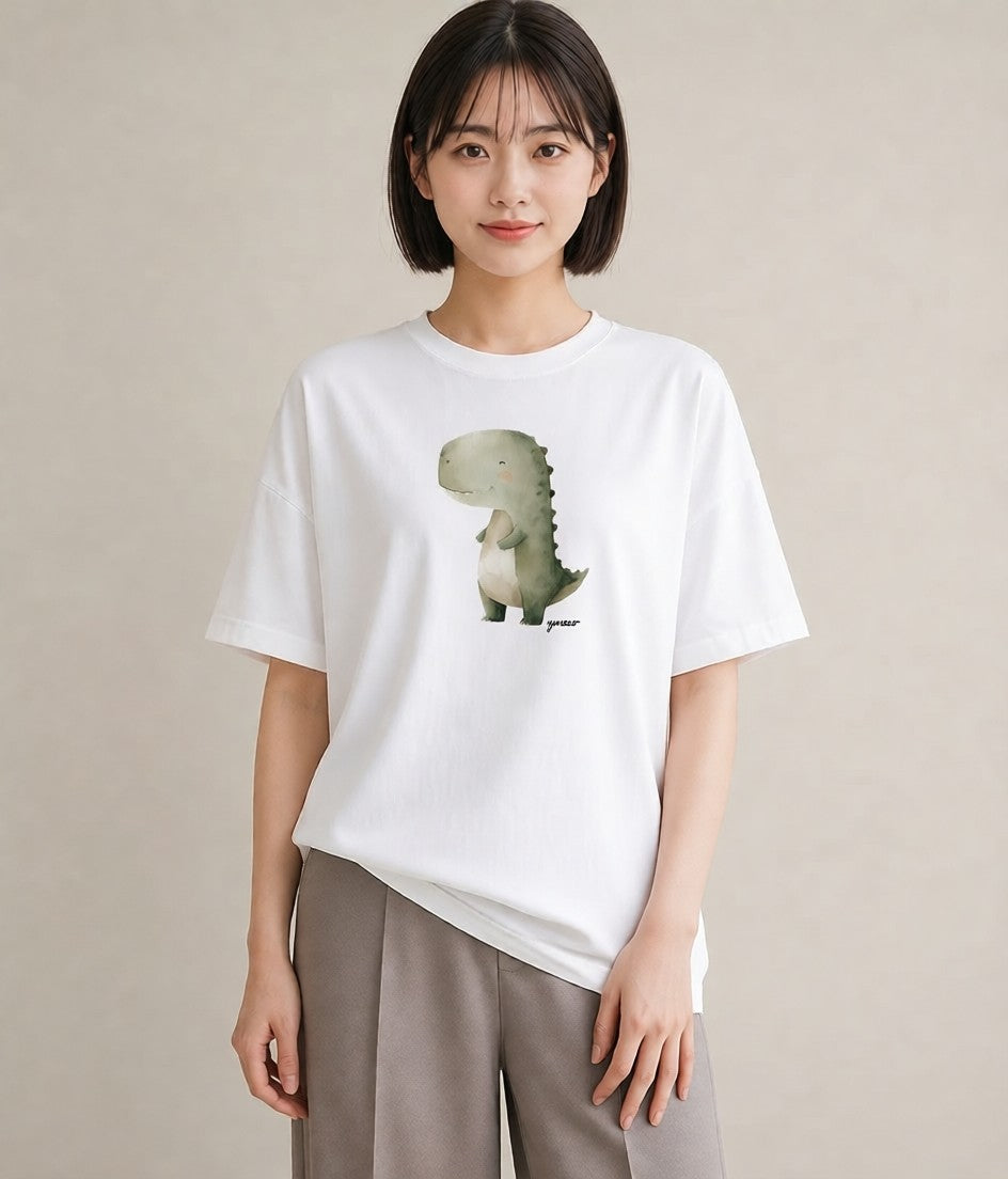プリントTシャツ レディース カバ 動物 アニマル イラスト ママ カフェ服 白T YMAZO