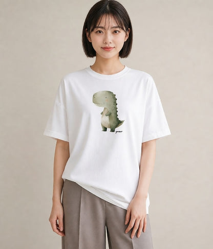 プリントTシャツ レディース カバ 動物 アニマル イラスト ママ カフェ服 白T YMAZO