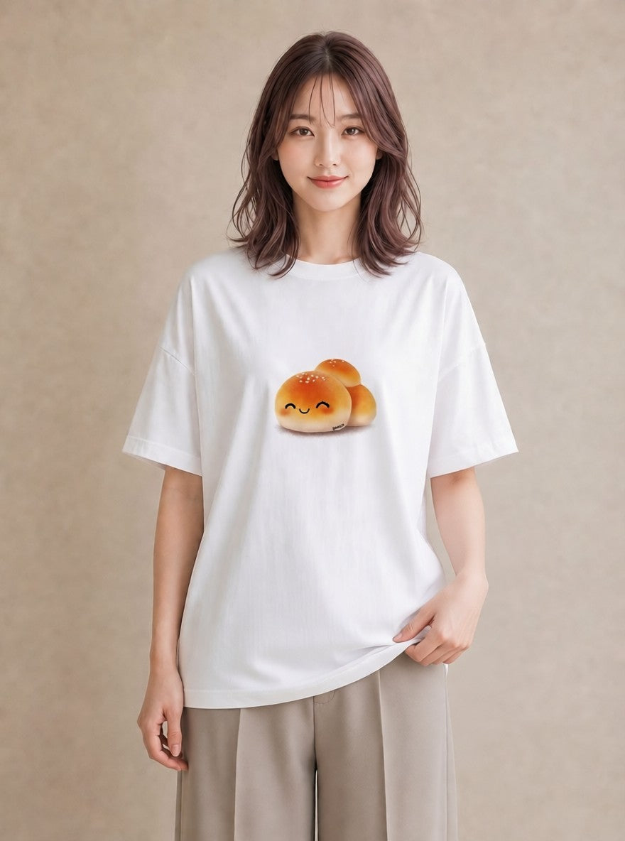 半袖Tシャツ レディース だんご 食べ物 フード イラスト きれいめ 通勤 在宅 白T YMAZO