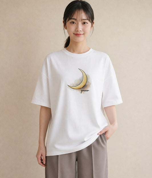 プリントTシャツ レディース 星空 宇宙 イラスト ボタニカル 春服 ミセス 白T YMAZO