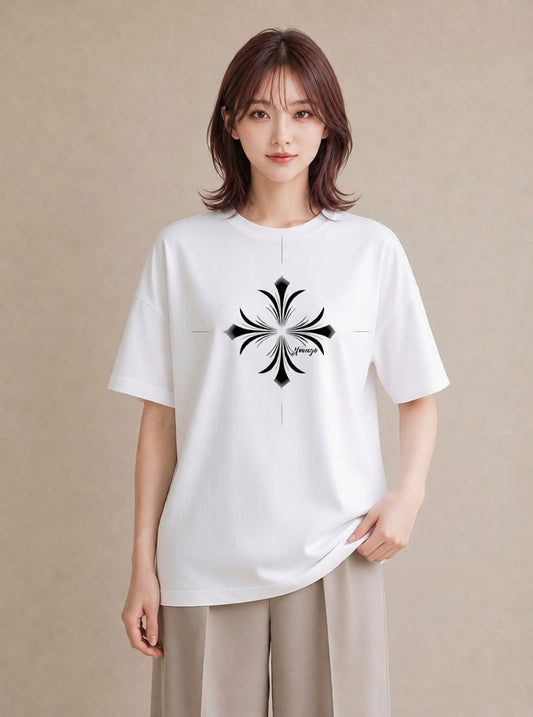 半袖Tシャツ レディース 幾何学 ミニマル ジオメトリック イラスト 母娘コーデ 自分用 白T YMAZO