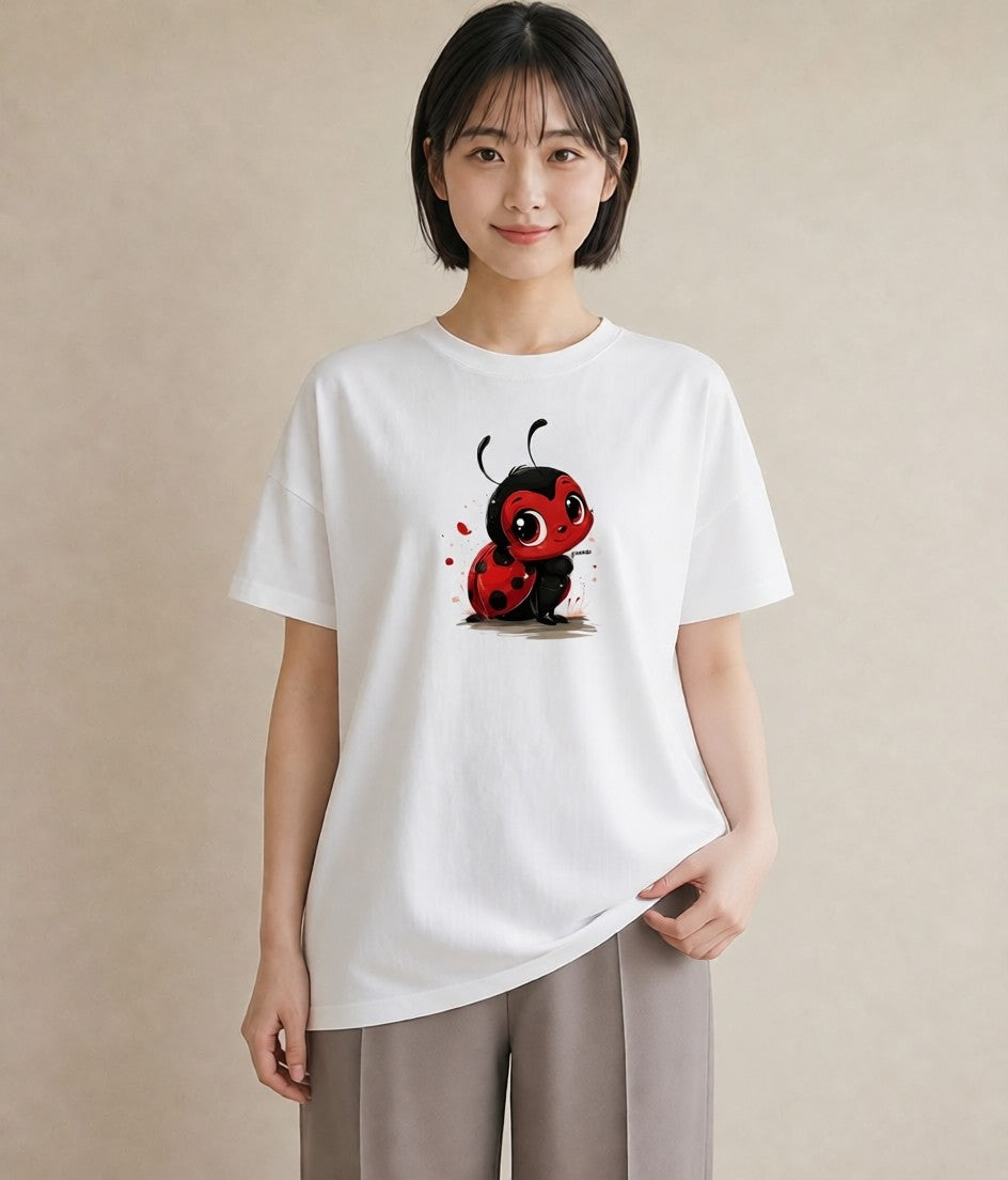 Tシャツ レディース てんとう虫 昆虫 虫 イラスト 普段使い ギフト 母の日 白T YMAZO