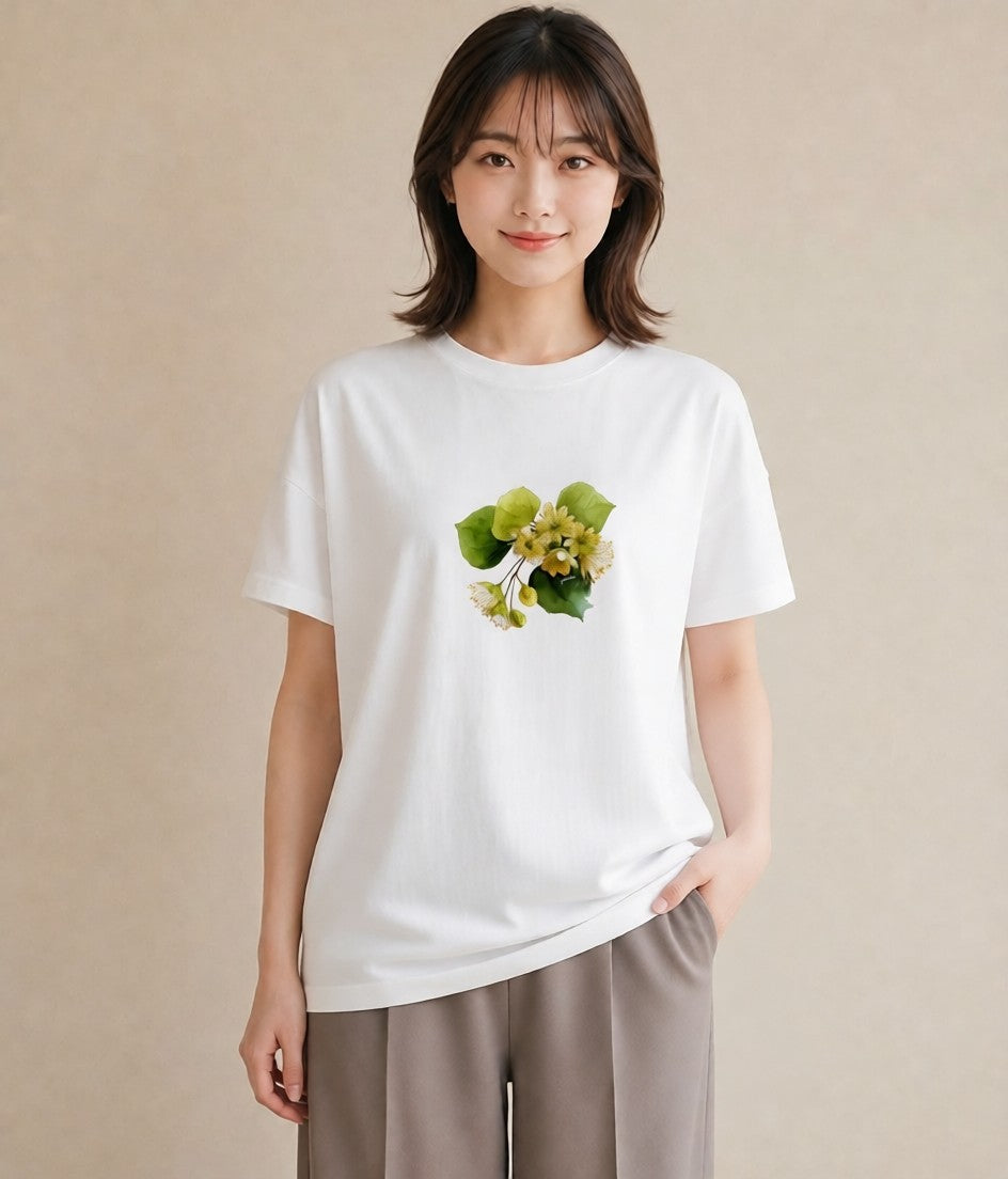 グラフィックTシャツ レディース クローバー 四つ葉 花 花柄 イラスト 韓国風 お揃い 親子 白T YMAZO