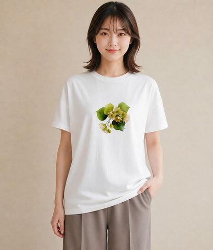 グラフィックTシャツ レディース クローバー 四つ葉 花 花柄 イラスト 韓国風 お揃い 親子 白T YMAZO