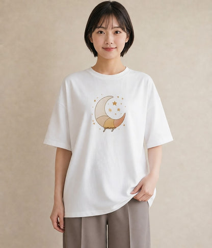 Tシャツ レディース 流れ星 星空 宇宙 イラスト ポップ お出かけ 普段着 白T YMAZO