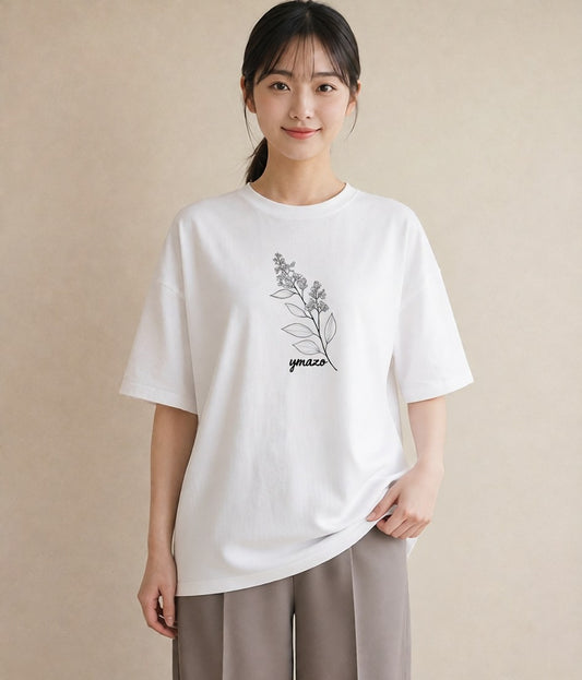 グラフィックTシャツ レディース さくら 桜 桜の枝 イラスト ラフ 送別ギフト 通勤 白T YMAZO