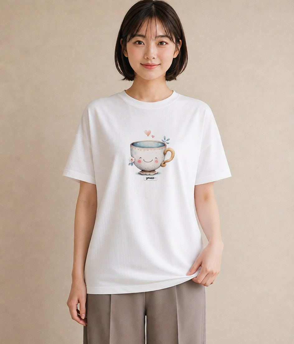 デザインTシャツ レディース ココア 食べ物 フード イラスト 旅行コーデ ルームウェア ギフト 白T YMAZO