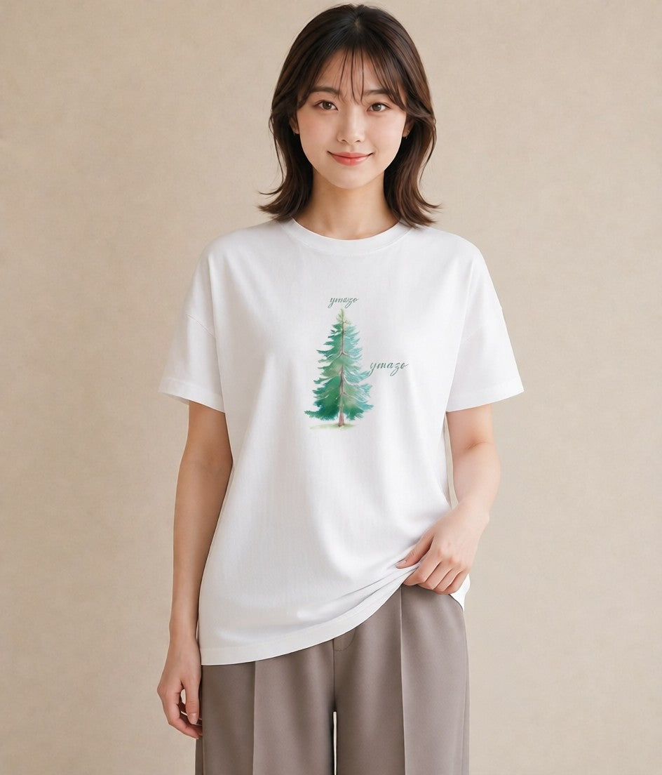 グラフィックTシャツ レディース 山 星空 宇宙 イラスト 部屋着 女性向けギフト 白T YMAZO