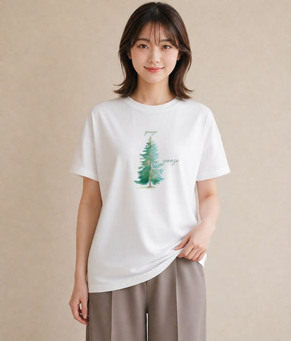 グラフィックTシャツ レディース 山 星空 宇宙 イラスト 部屋着 女性向けギフト 白T YMAZO
