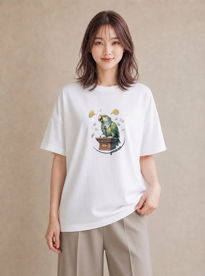 Tシャツ レディース セキセイインコ ペット 動物 イラスト 可愛い 普段着 週末コーデ 白T YMAZO