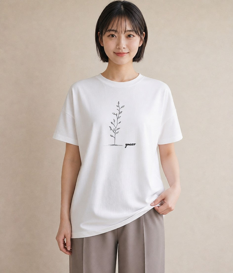 プリントTシャツ レディース 小花 花 フラワー イラスト お洒落 買い物 夏コーデ 白T YMAZO