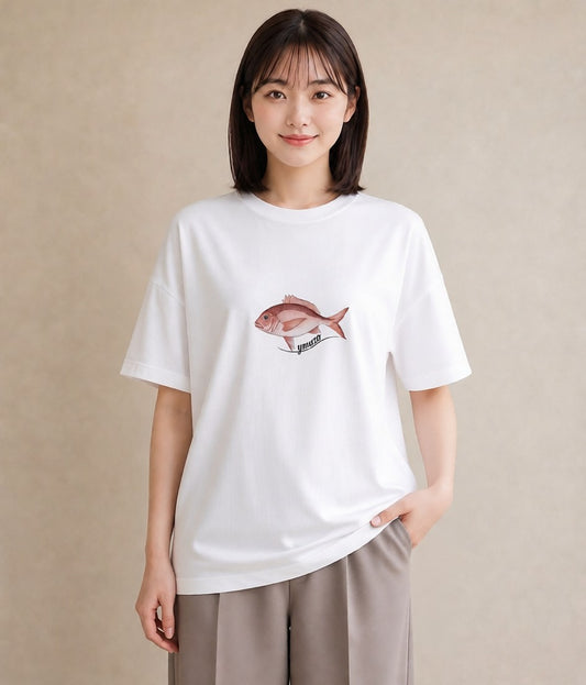 半袖Tシャツ レディース 熱帯魚 ペット 動物 イラスト 抜け感 海 カフェ巡り 白T YMAZO