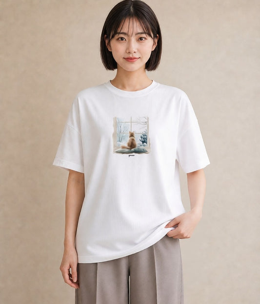 プリントTシャツ レディース ソマリ 猫 ねこ イラスト カジュアル 公園 ママ 白T YMAZO