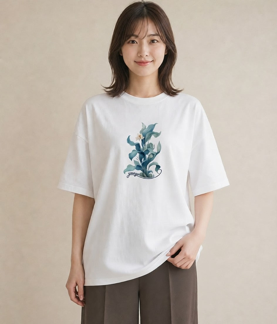プリントTシャツ レディース すずらん 花 花柄 イラスト ミニマル お揃い 親子 白T YMAZO