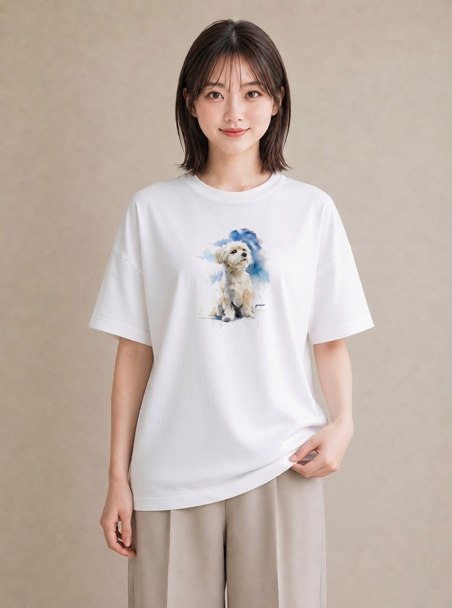 グラフィックTシャツ レディース 犬好き 犬 いぬ イラスト 可愛い 自分用 ルームウェア 白T YMAZO