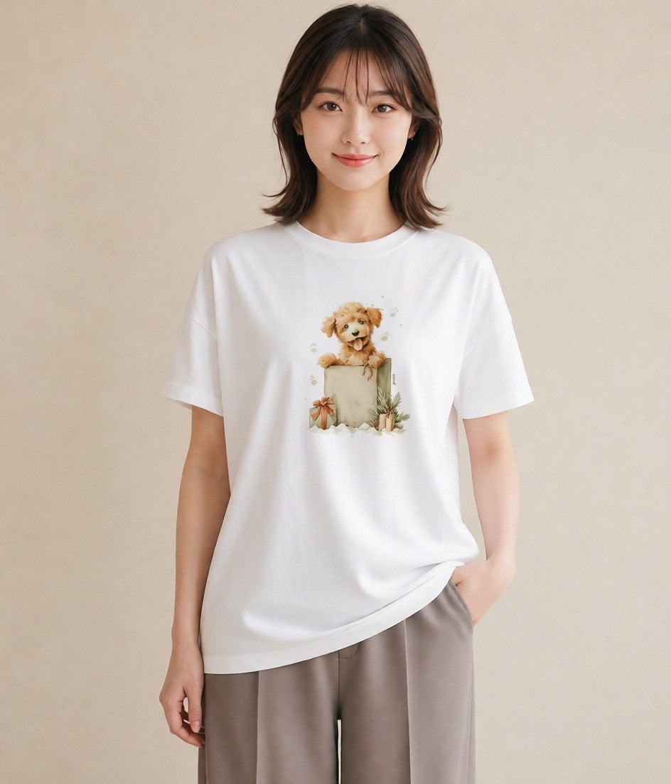 Tシャツ レディース トイプードル プードル 犬 いぬ イラスト 個性的 夏コーデ 通学 白T YMAZO