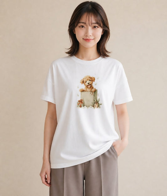 Tシャツ レディース トイプードル プードル 犬 いぬ イラスト 個性的 夏コーデ 通学 白T YMAZO