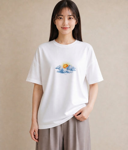 半袖Tシャツ レディース 空 星空 宇宙 イラスト ミニマル 社会人 女性 白T YMAZO