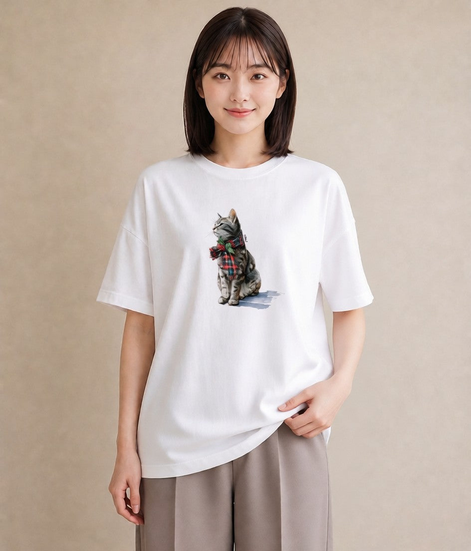 グラフィックTシャツ レディース スコティッシュフォールド 猫 ねこ イラスト 個性的 秋コーデ おしゃれギフト 白T YMAZO