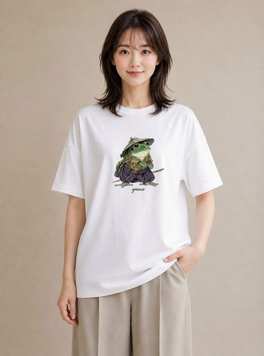 プリントTシャツ レディース カエル ペット 動物 イラスト ガーリー カフェ巡り 女子会 白T YMAZO