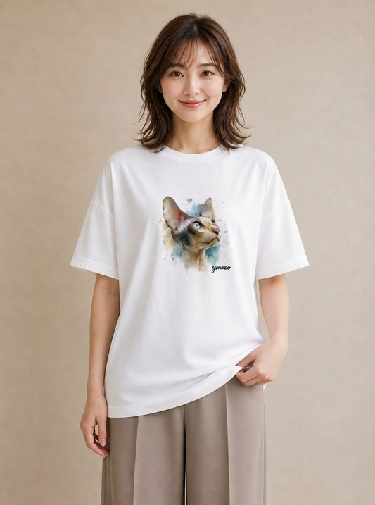 プリントTシャツ レディース 猫 ねこ イラスト ゆるかわ ホワイトデー 春服 白T YMAZO